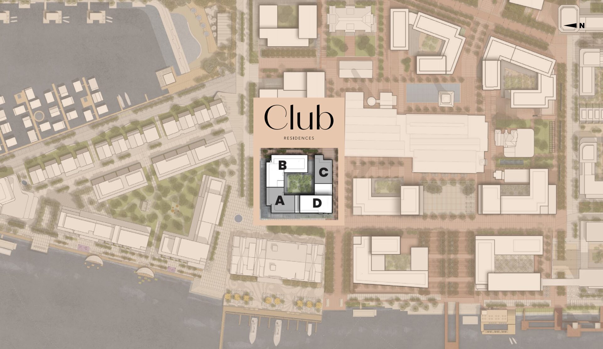 Riga Waterfront masterplan with Club Residences location
