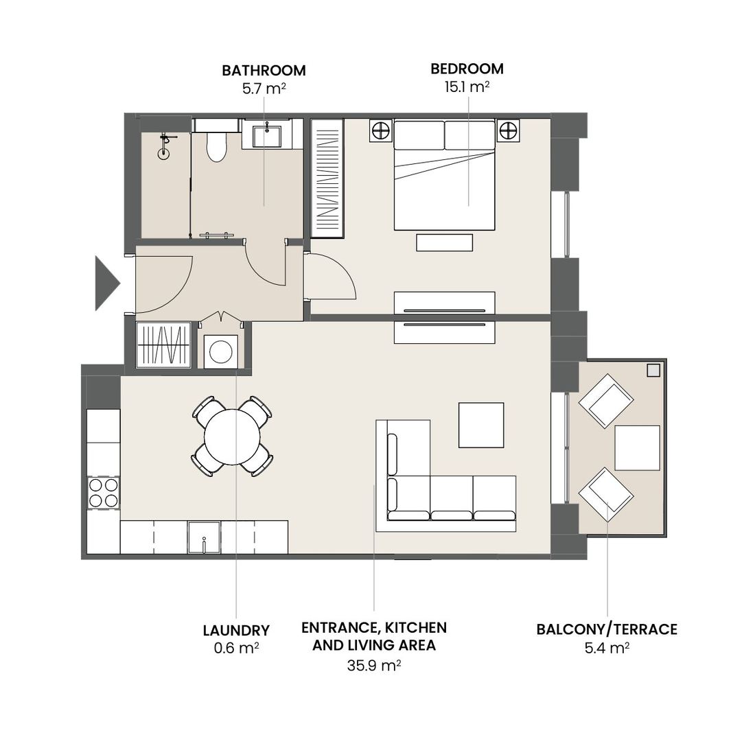 Type B · 1 Bedroom
