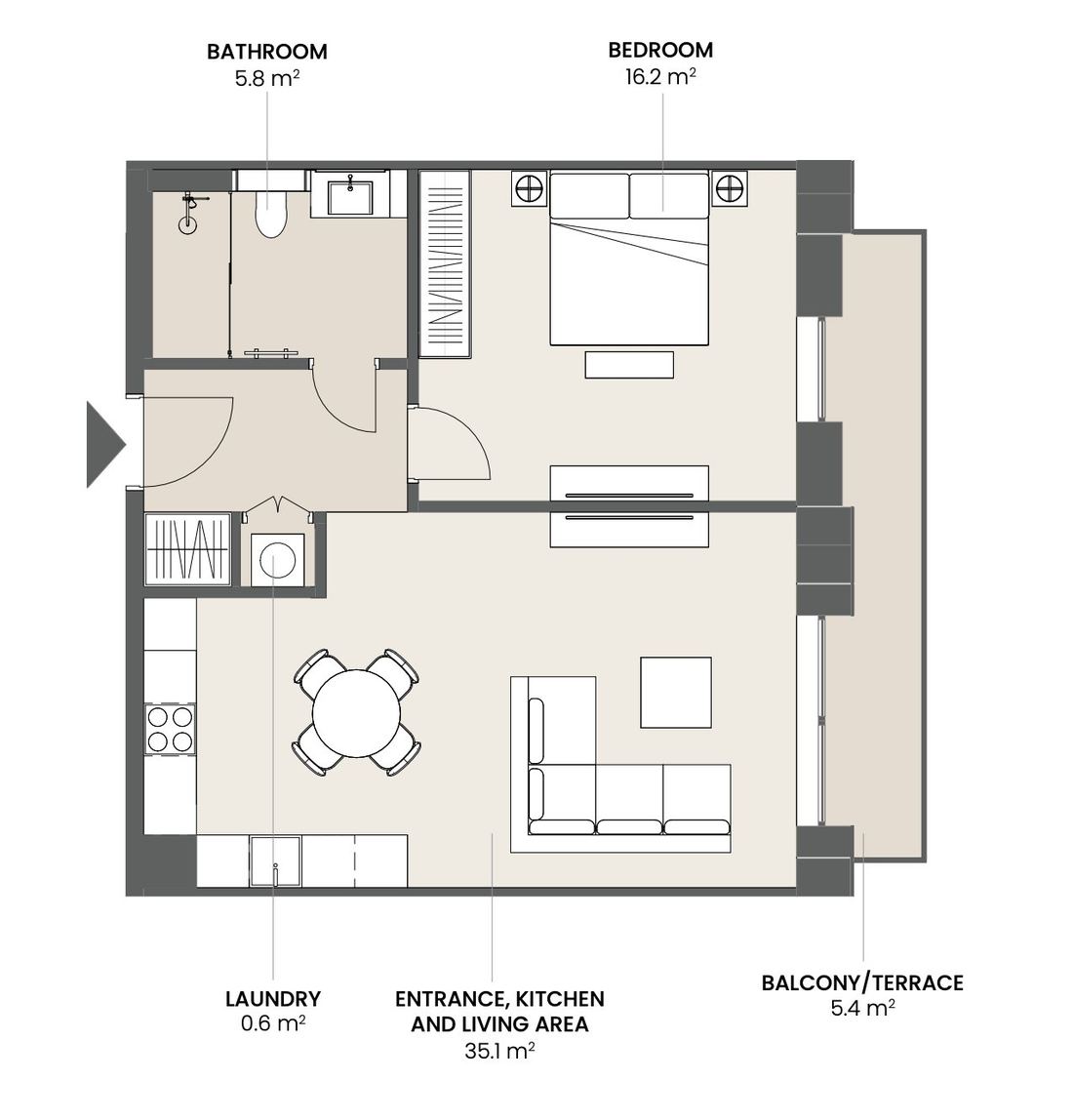 Type C · 1 Bedroom