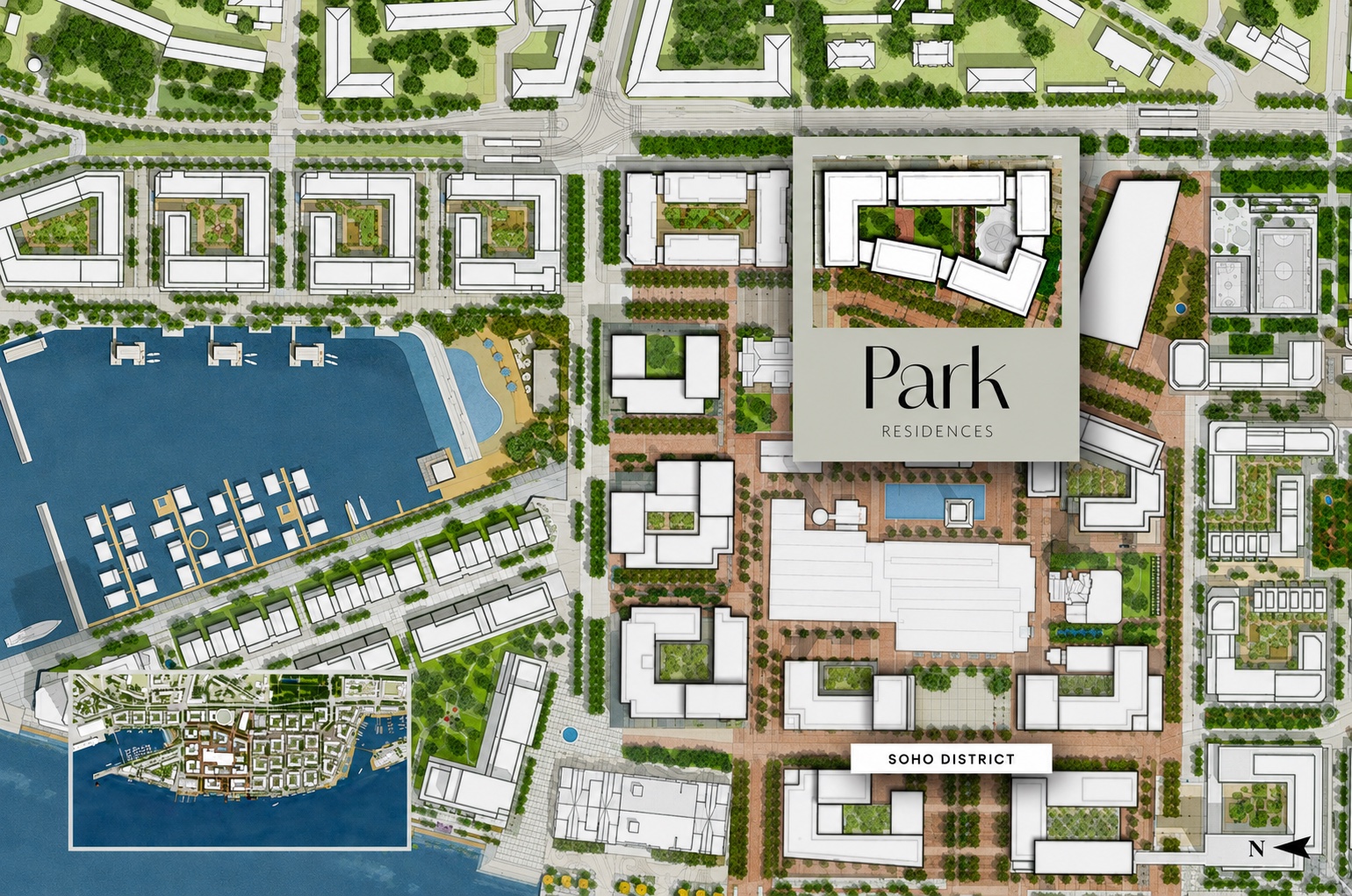 Riga Waterfront masterplan with Park Residences location