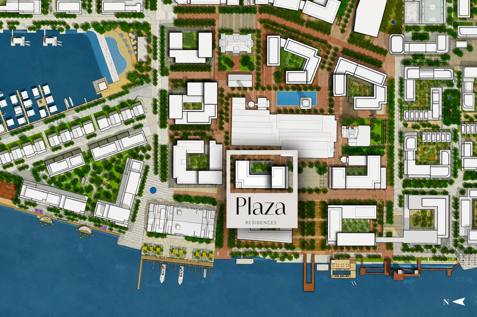 Riga Waterfront masterplan with Plaza Residences location